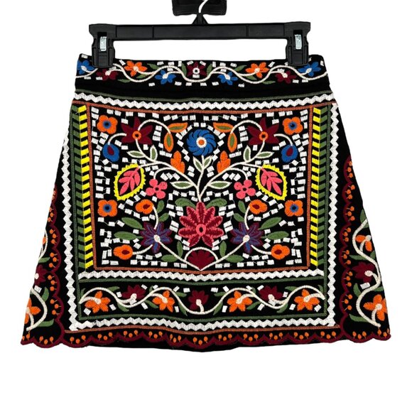 Lulus Dont Stop The Party Embroidered Mini Skirt Black Size Small - Picture 1 of 9